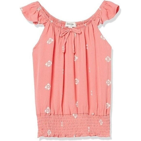 Speechless Big Girls Flutter Sleeve Gauze Top Pull-Over Coral Size XL 16 - Picture 2 of 3